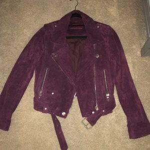 Blank NYC Wine Colored Suede Moto Jacket